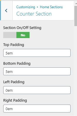 set Counter Section