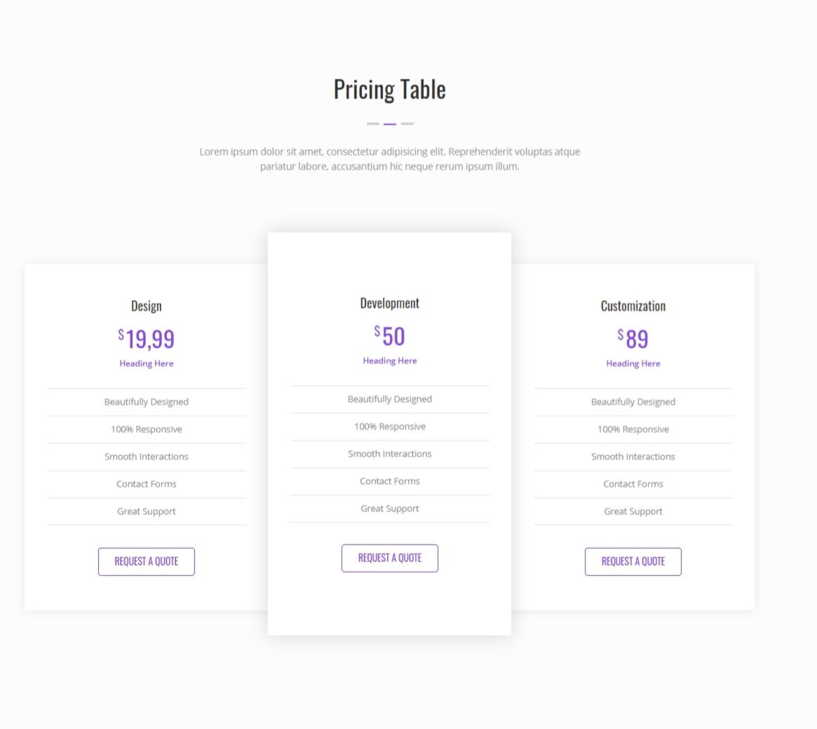 set pricing section