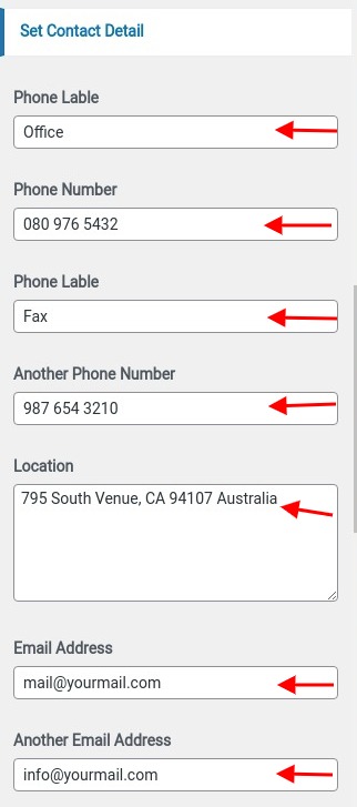 set contact section