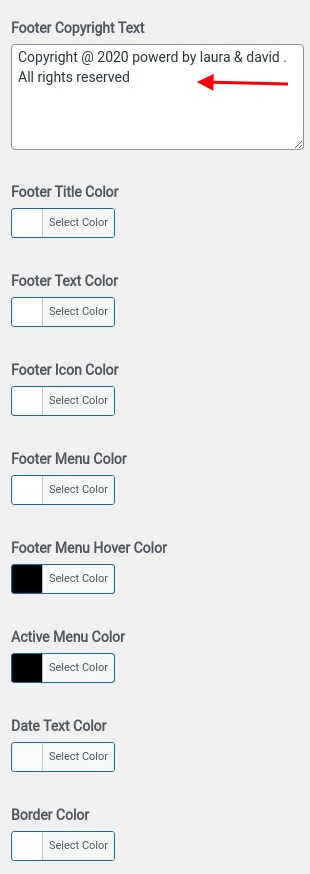 set Footer section