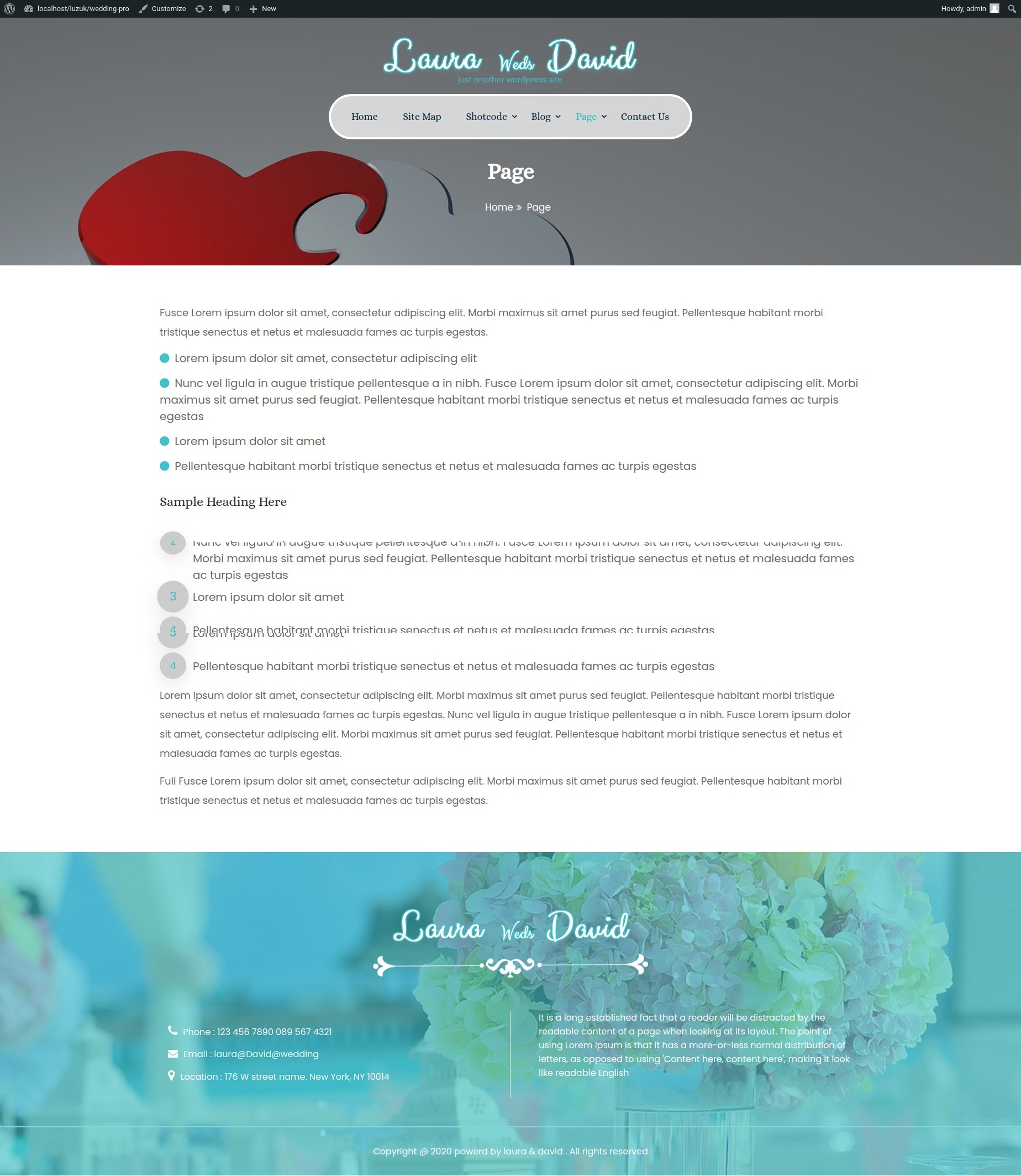 select Full Width Page template