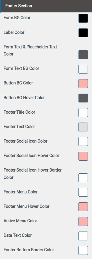 set Footer section