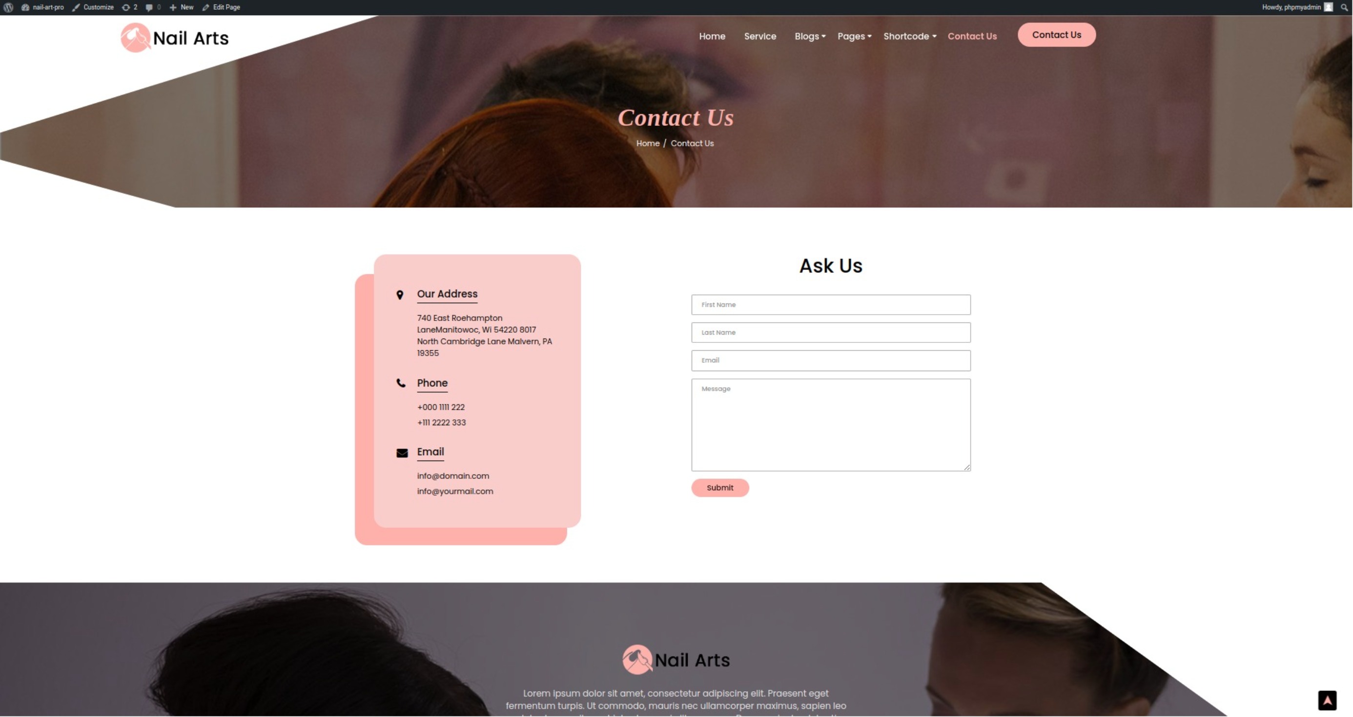 select Contact Page template