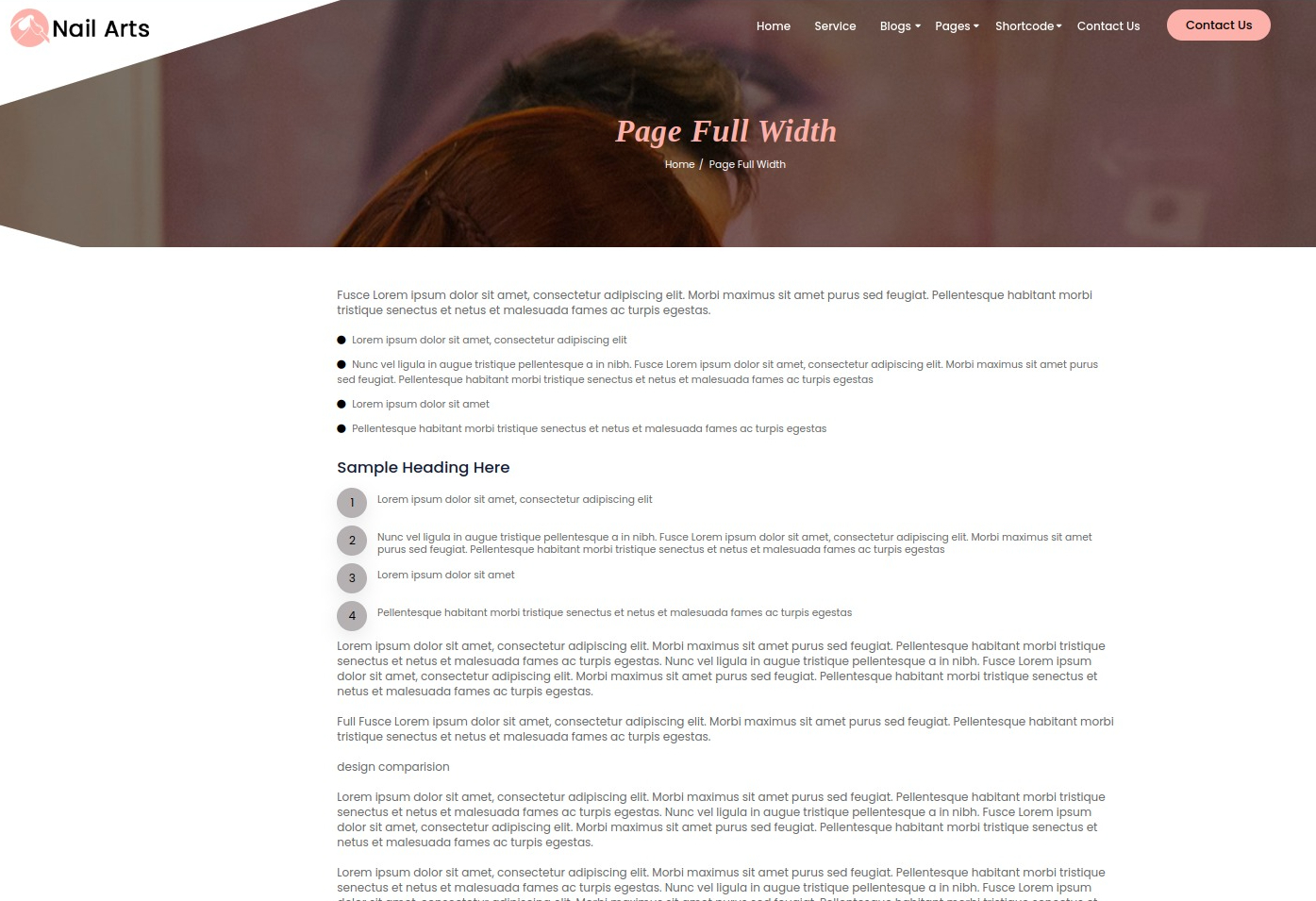 select Full Width Page template