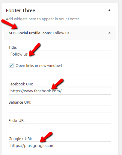 set Footer section