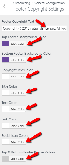 set Footer section