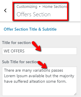 set Offers section