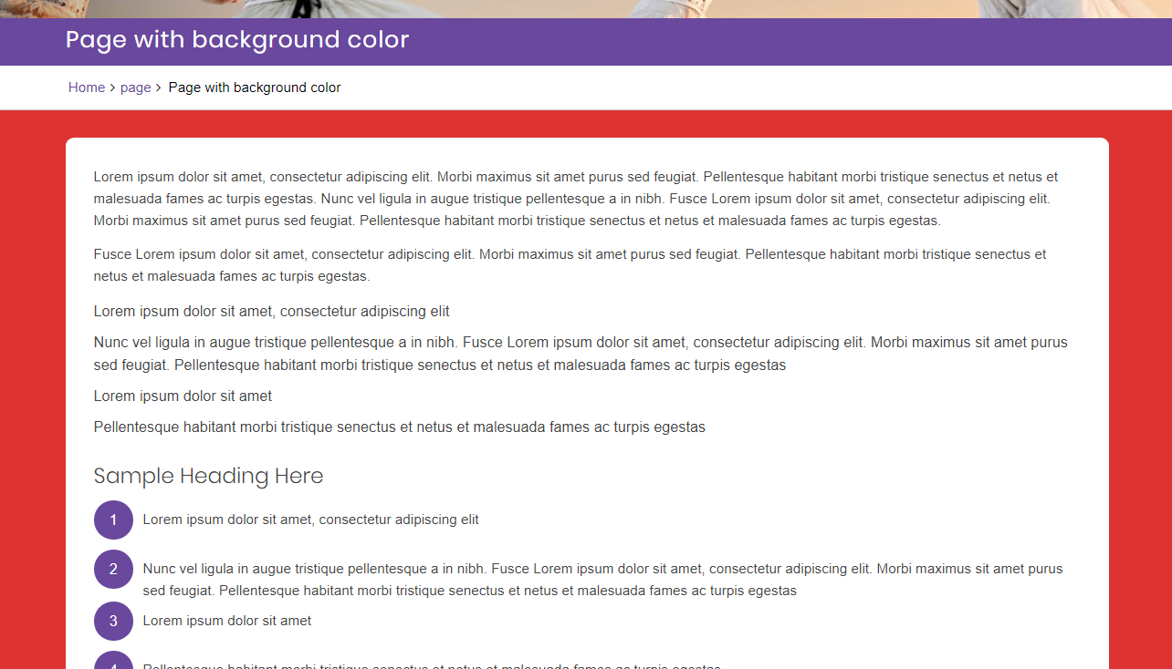 select Page with background color