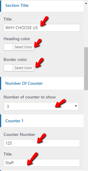 set Counter section