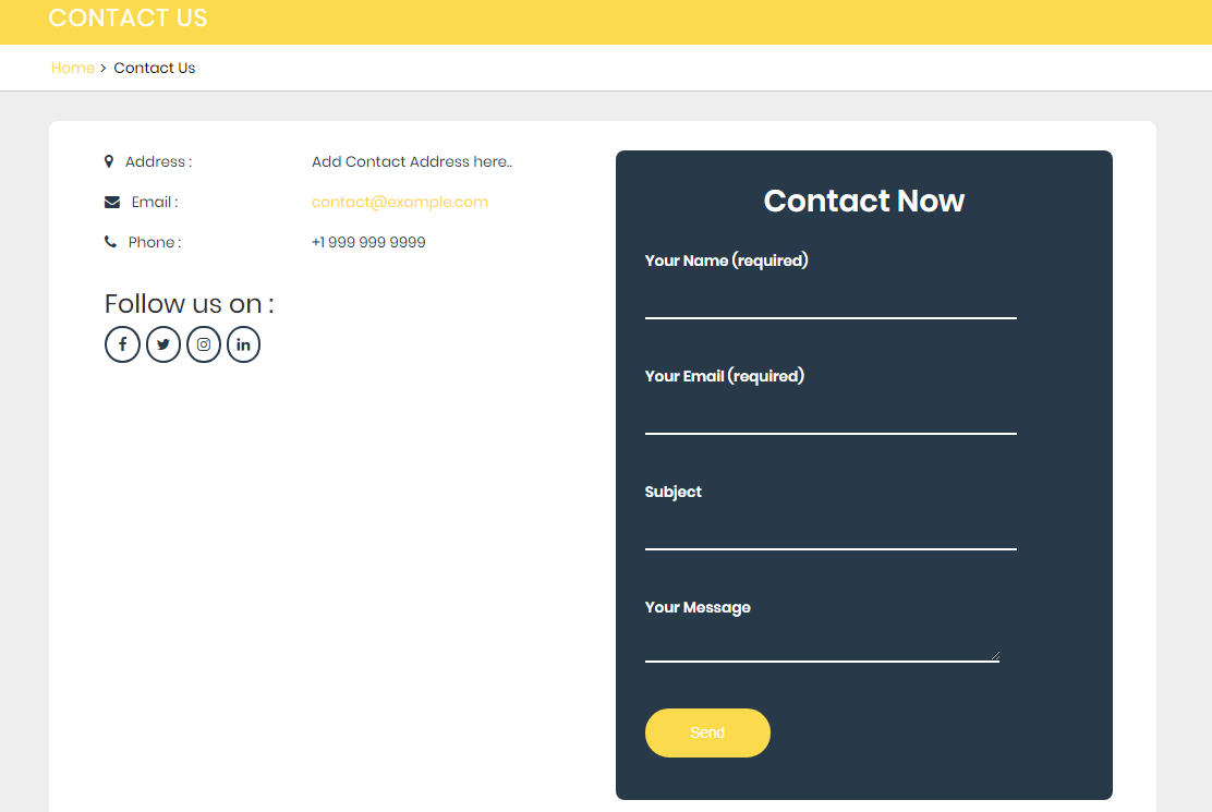 select Contact Page template