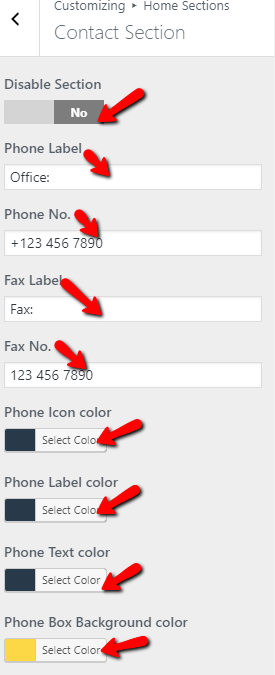 set contact section