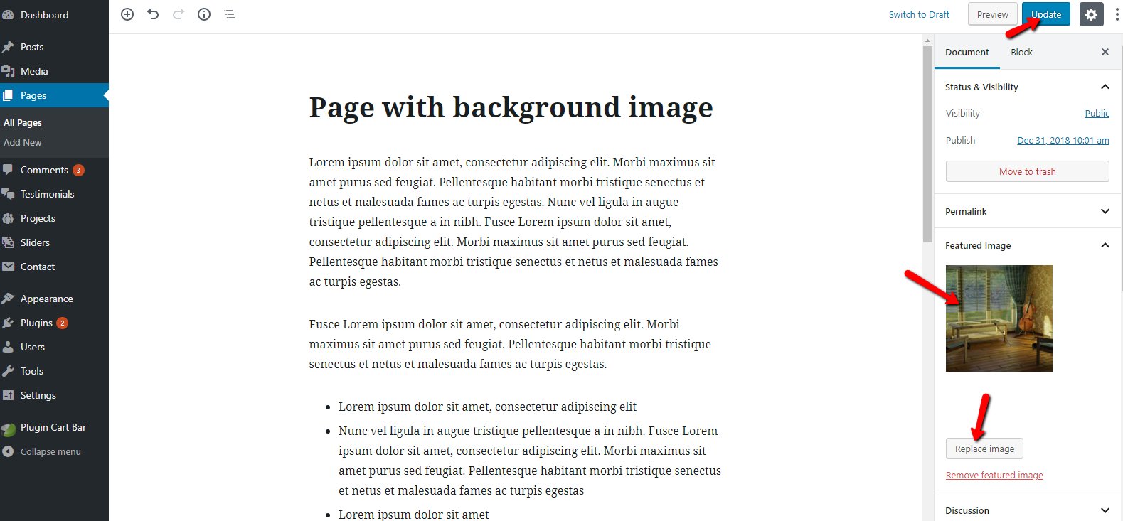 Page with background image