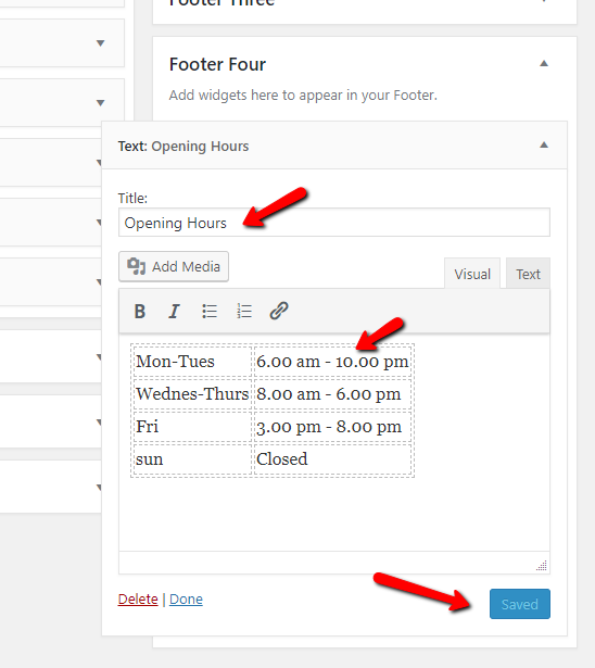 set Footer section