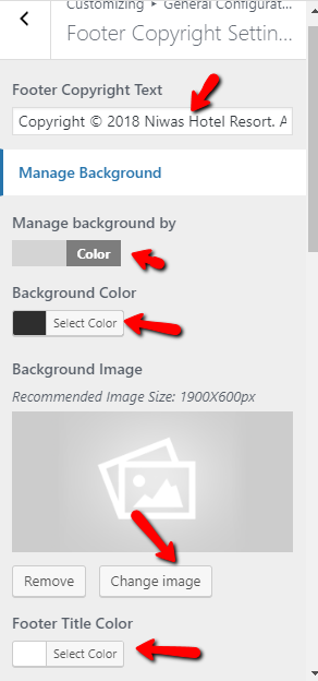 set Footer section