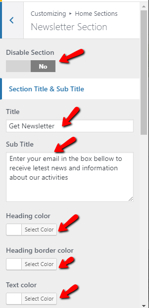 set Newsletter1 section