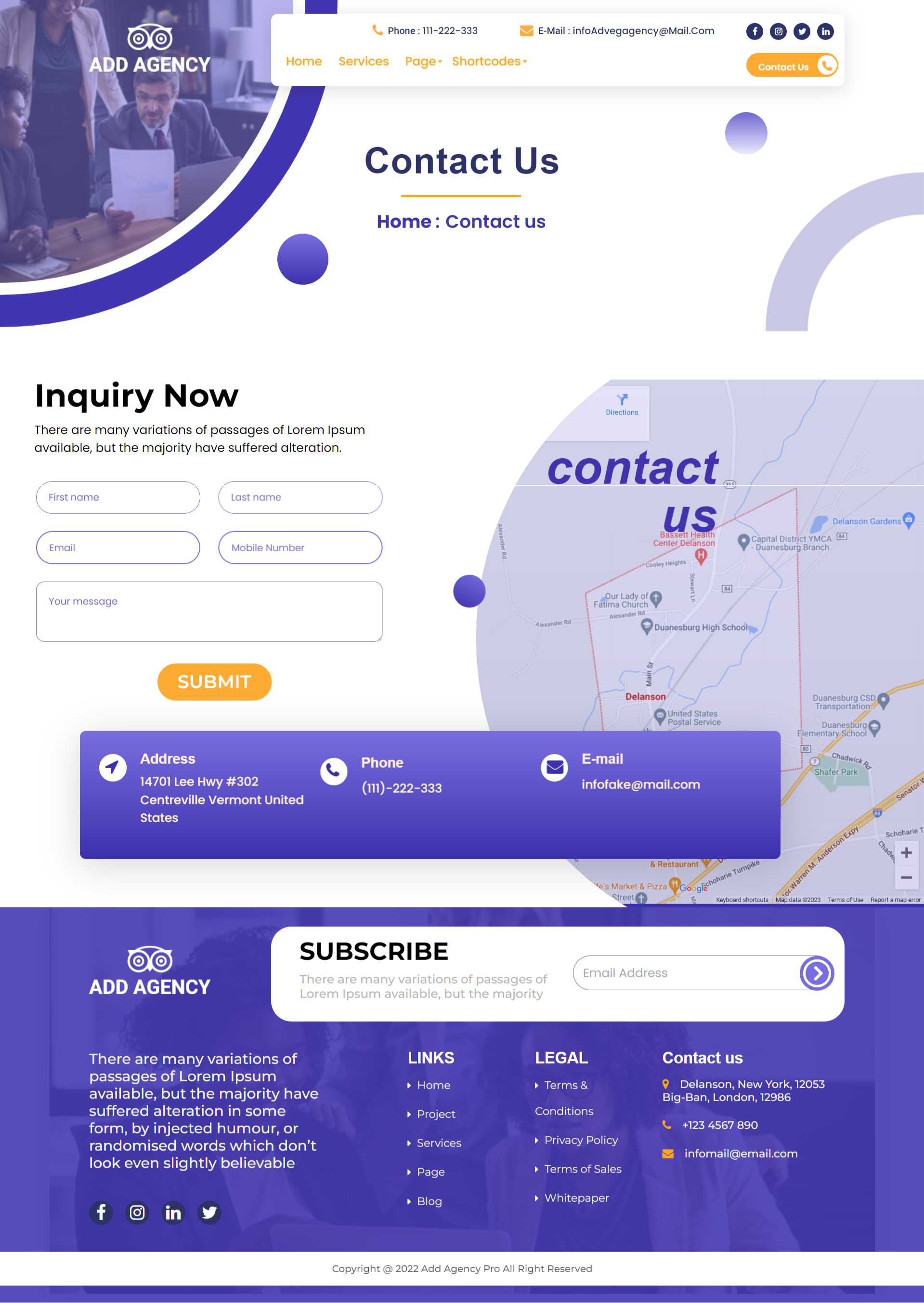 select Contact Page template