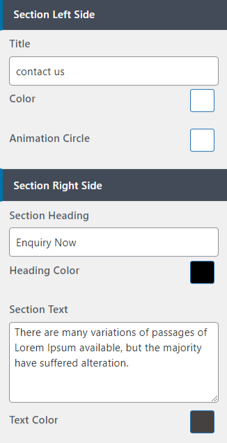 set contact section