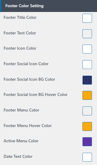 set Footer section