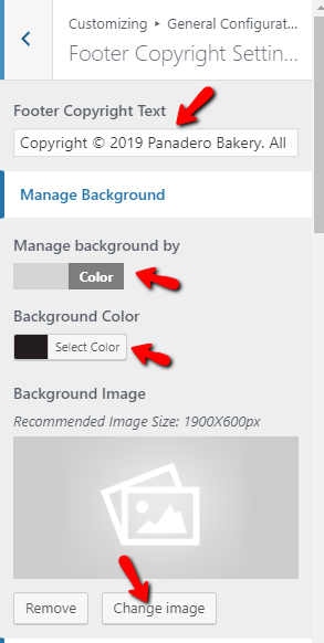 set Footer section