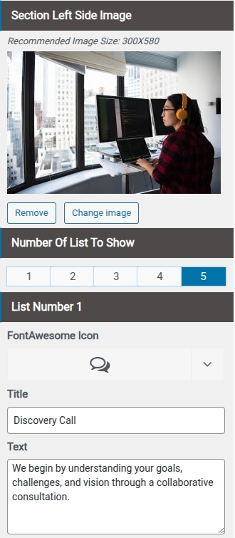 set Featured Page section