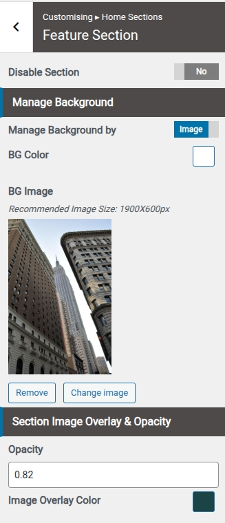 set Featured Page section