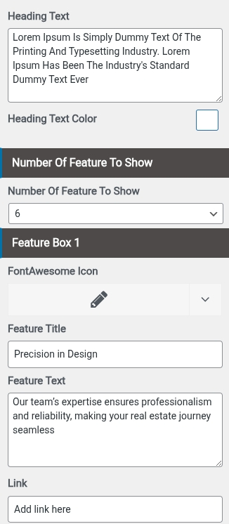 set Featured Page section