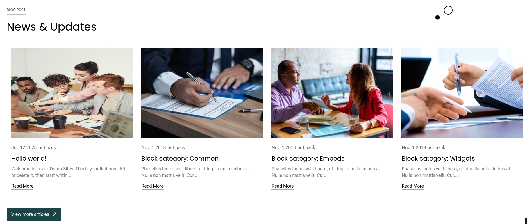 set blog section
