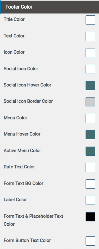 set Footer section