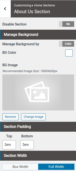 set Featured Page section