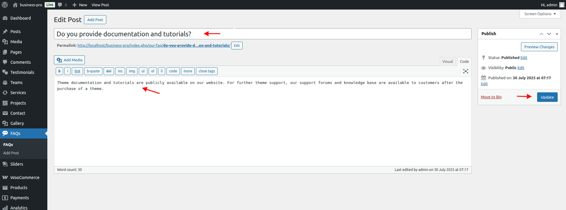 set Blog FAQ Testimonial custm Section