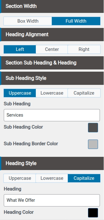 set Featured Page section