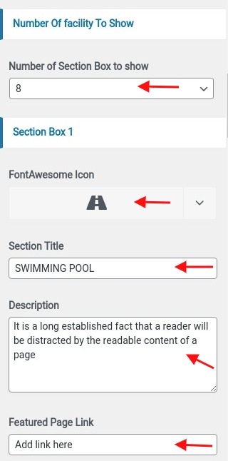 set Featured Page section
