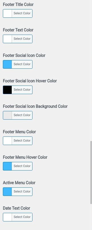 set Footer section