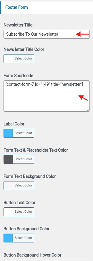 set Footer section