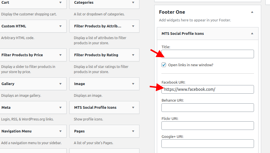 set Footer section