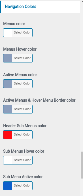 set Header menu