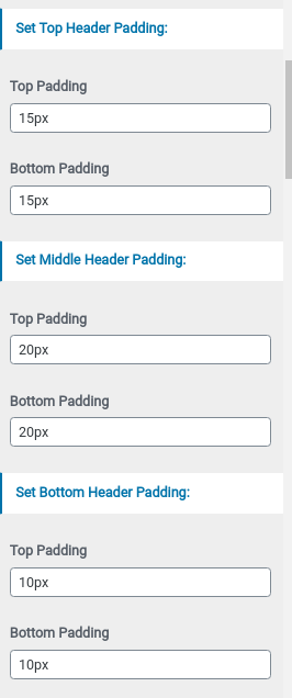 set Header padding