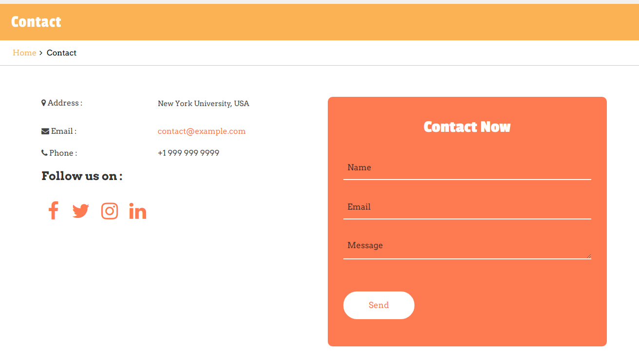 select Contact Page template