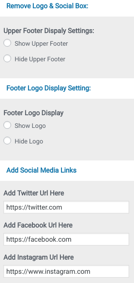 set Footer section