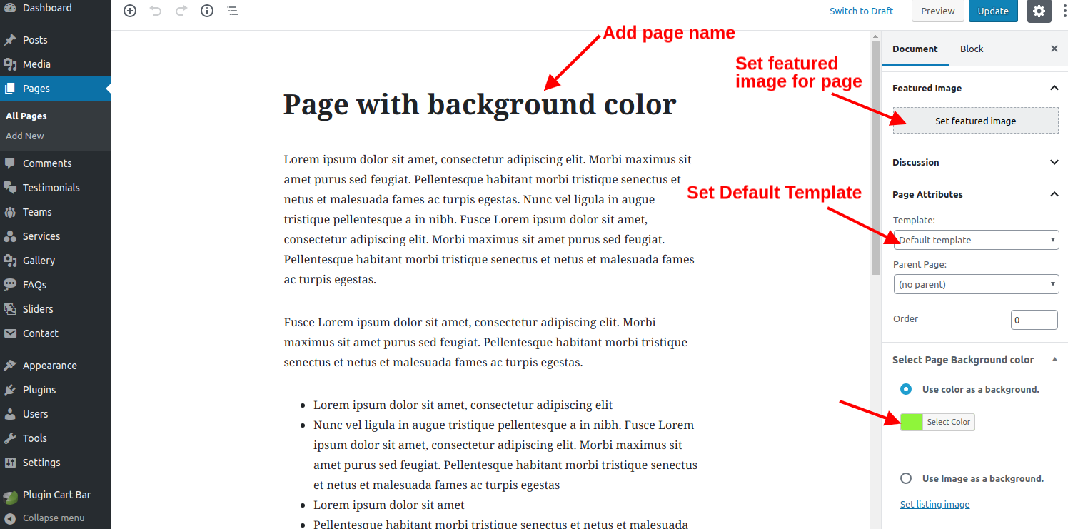 select Page With Right Sidebar template