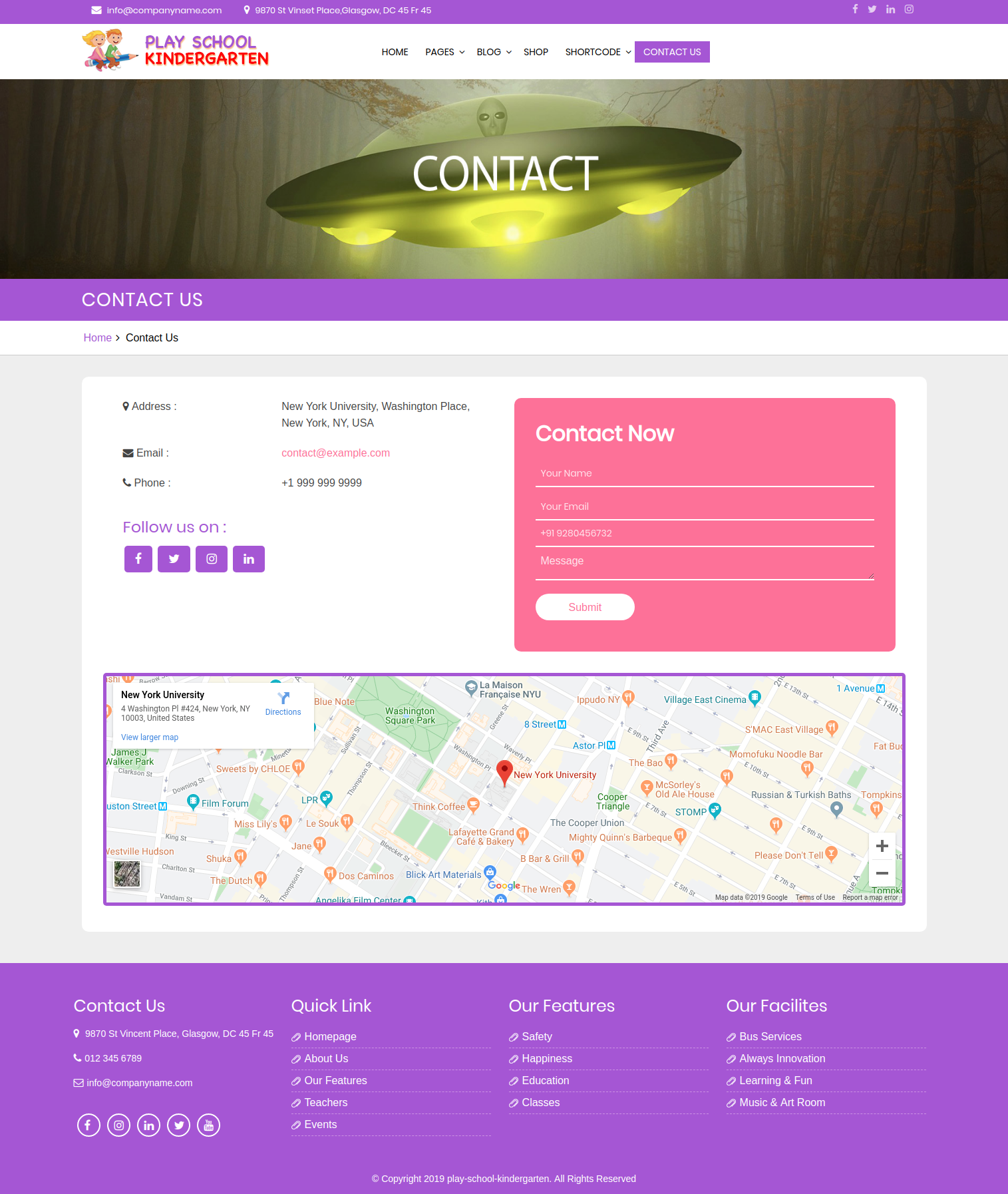 select Contact Page template