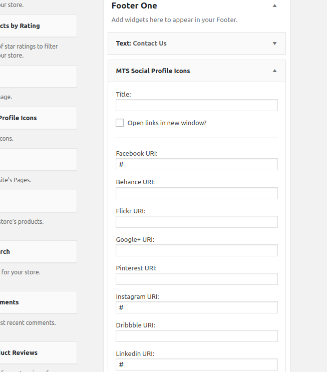 set Footer section