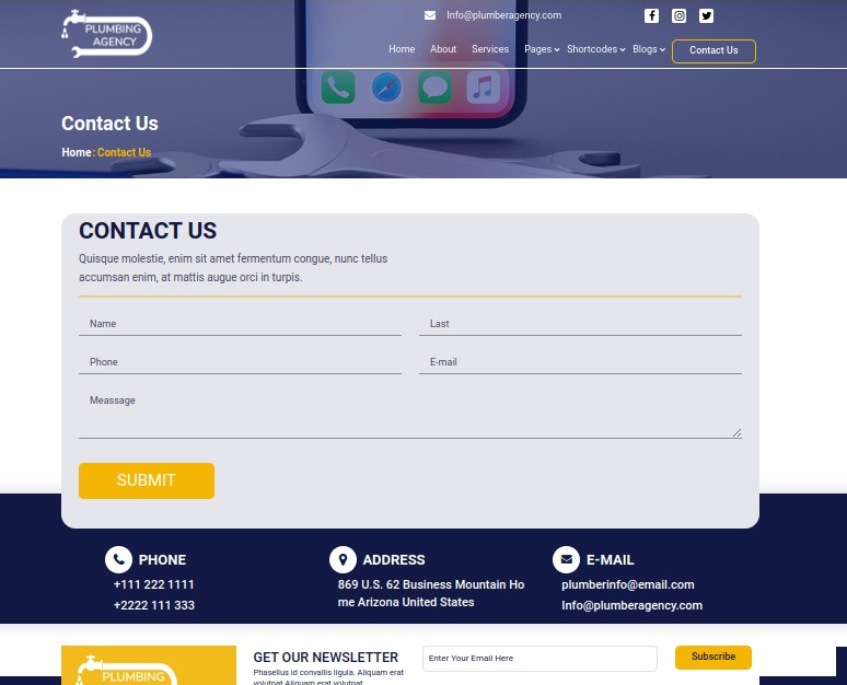 select Contact Page template