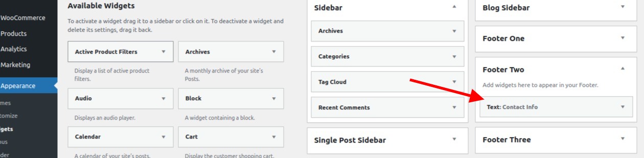 set Footer section