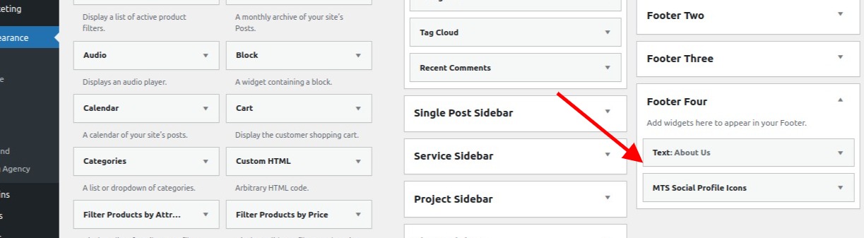 set Footer section