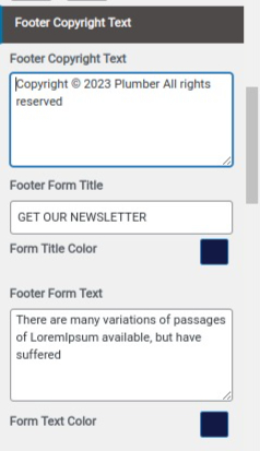 set Footer section