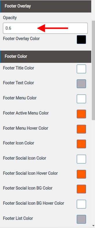 set Footer section