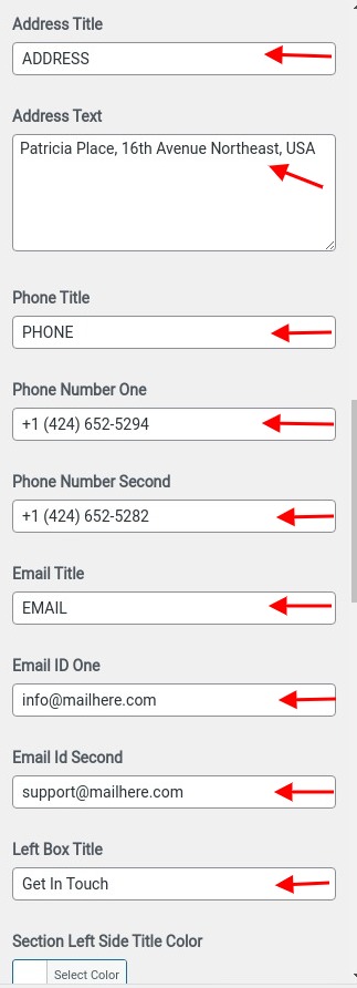 set contact section