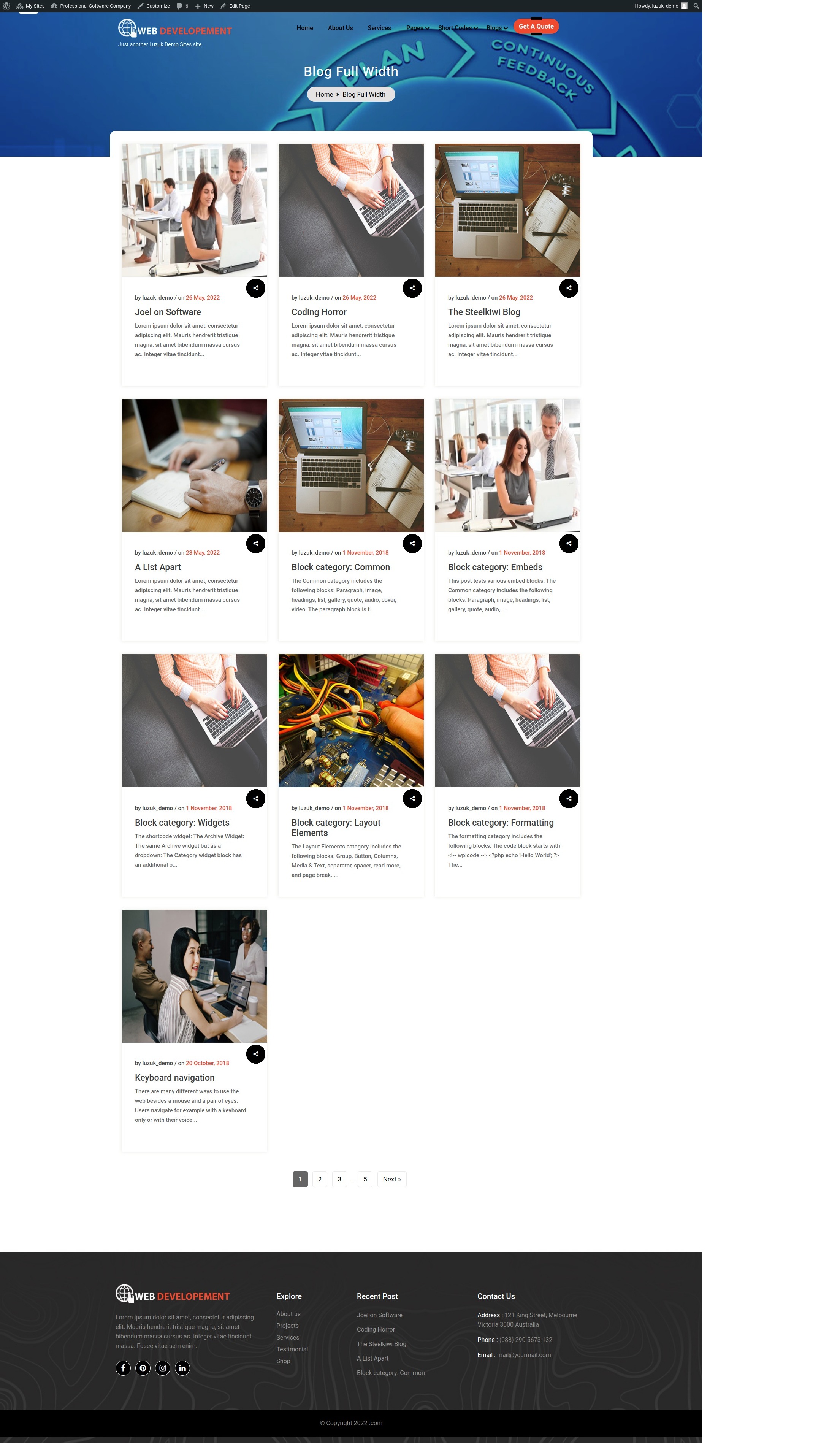 select Blog Full Width template