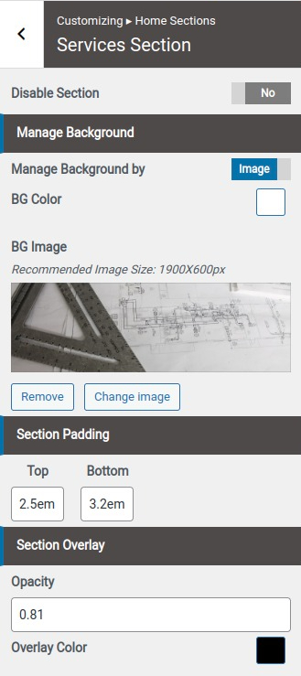 set Featured Page section